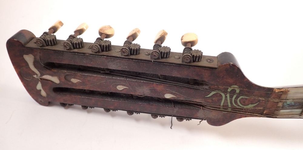 A 19th century twelve string mandolin with a mother of pearl and abalone fingerboard, fluted - Image 4 of 13