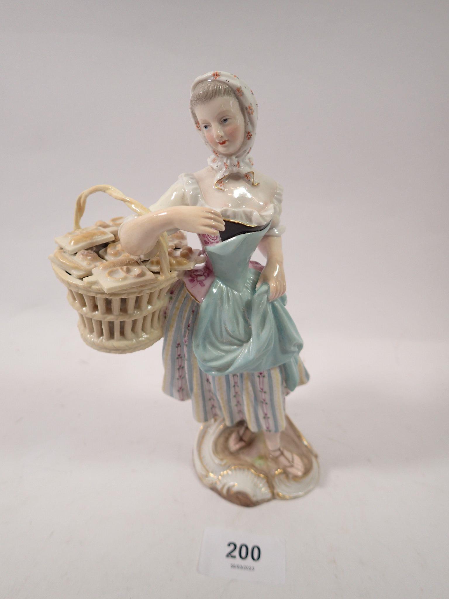 A 19th century Meissen porcelain Cris de Paris figure of a pastry seller, 19cm tall, blue crossed - Image 14 of 15