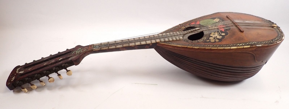 A 19th century twelve string mandolin with a mother of pearl and abalone fingerboard, fluted - Image 2 of 13