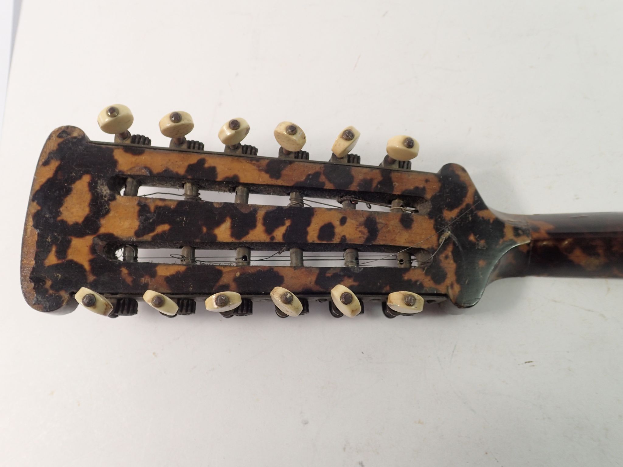 A 19th century twelve string mandolin with a mother of pearl and abalone fingerboard, fluted - Image 8 of 13