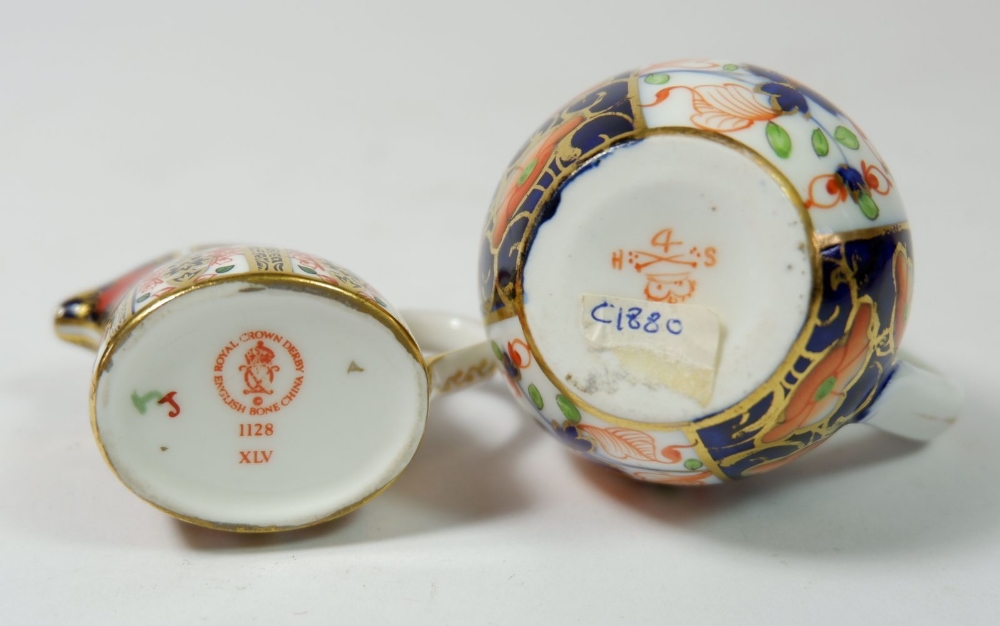 A Victorian miniature Royal Crown Derby Imari jug and a later one, pattern 1128 - Image 3 of 3