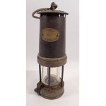 A Patterson Lamps Ltd miners lamp, stamped GPO 555 Type A3, Gateshead on Tyne, 26cm