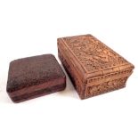 Two carved wood Indian boxes, largest 20cm wide