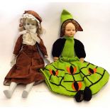 A Norah Wellings night dress doll and an early 20th century bisque headed doll