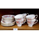 A Coclough floral tea set of six cups and saucers and six tea plates