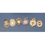 Six silver watch fobs for football etc. 52g