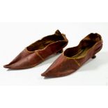 A pair of Victorian fabric heeled shoes, 23cm long