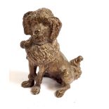A French brass miniature model of a poodle, 6cm tall