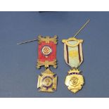 Two silver gilt Order of the Buffalo masonic jewels