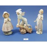 Three Lladro figures including 'Prince of the Elves' No 7690, 'Summer Stroll' No 7611 and a girl