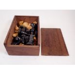 A vintage boxwood chess set, boxed