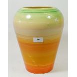 A Dennis China Art Deco green and orange vase, 30cm tall