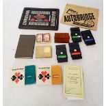 A collection of bridge cards and accessories