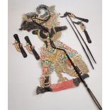 An Indonesian painted shadow puppet - needs assembley