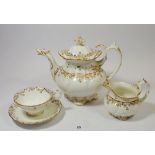 A Victorian tea and dessert service with blue and gilt decoration comprising: