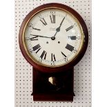A Comitti of London drop dial mahogany wall clock 46cm tall