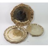 Three circular silver plated trays/salver