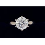 A fine 18ct white gold solitaire diamond ring, the brilliant cut two carat diamond with EGL