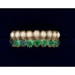 A Victorian green paste and pearl rings, size O