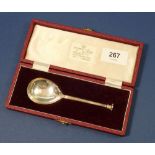 A cased silver replica 'Pudsey spoon'