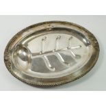 A silver plated oval meat dish, 40cm