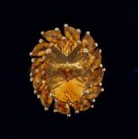 A 9 carat gold large oval dress ring set orange stone size N