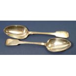 A pair of Georgian silver serving spoons London 1828, by Richard Britton, 159g