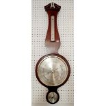 A Shortland Bowen mahogany barometer thermometer, 78cm