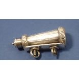 A Victorian silver Navy Officers whistle holder with clamp, Birmingham 1859, maker WD