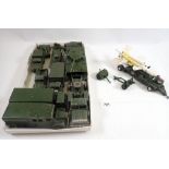 A box of die cast Dinky army vehicles including a Centurian tank etc.
