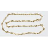 A 9 carat gold fancy link chain, 14.2g, 56cm long