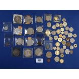 A miscellaneous lot of coinage including: Austria taler 1780 restrike, Tonga crowns 1967, Gambia