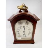 A mahogany Georgian style bracket clock with striking movement, 38cm tall