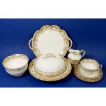 A Crescent China George Jones Rosebud tea service comprising: twelve cups and saucers, twelve tea