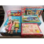 Five Pedigree Sindy doll activity sets including Tele Sindy Studio, Swimming Pool, Barbecue,