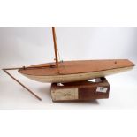 A vintage wooden pond yacht, 47cm long