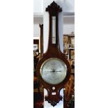 A Victorian rosewood wheel barometer/thermometer, 106cm