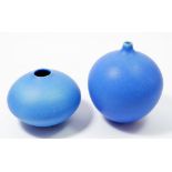 Two studio pottery blue vases by Dellan Cookson, tallest 12cm