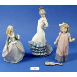 A Lladro figure - a/f plus two Nao figures - one a/f, tallest 24cm