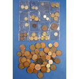 A quantity of British coinage including: silver threepences, six pences, halfpennies, pennies, brass