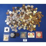 A quantity of British pre-decimal and decimal coins, commemoratives plus world coins with countries,