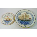 A Poole Pottery large charger decorated yacht drawn by Arthur Bradbury and painted by Nellie