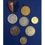 A miscellaneous lot of coins and medallions including: silver Austria 1780 and Thaler (restrike)(2