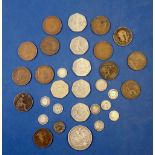 A quantity of world coinage mainly British including: Jordan 1/4 dinar 1996, Malaya and British