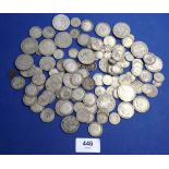 A quantity of silver content coinage approx 326 grams silver content, coins include: Victoria