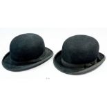 A Dunn & Co. lightweight bowler hat together with a Lincoln Bennett bowler hat, size 6 7/8