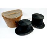 A Christy's silk top hat and a Battersby & Co one, with leather box