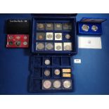 A quantity of USA coinage in case, coins include: USA proof set 1976, Liberty coins: dollar and half