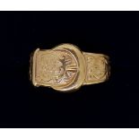 A 9 carat gold buckle ring, size O, 3.6g