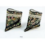 A pair of Chinese embroidered shoes, 14cm long